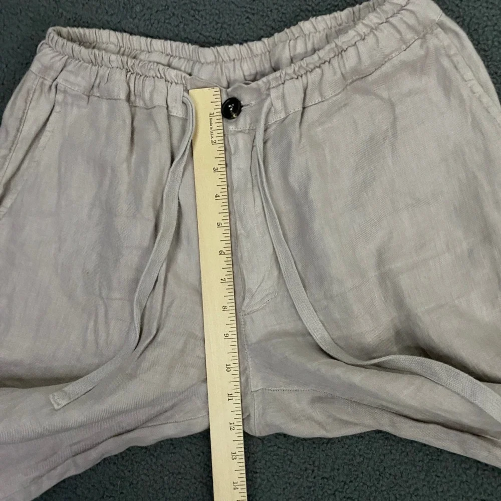Crossley 100% Linen Pants Mens Large Beige Elastic Waist Drawstring Resort Italy